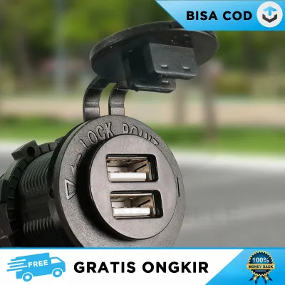 CHARGER USB TEMPEL MOTOR 2 PORT LED TAHAN AIR 5A CHARGING SMARTPHONE