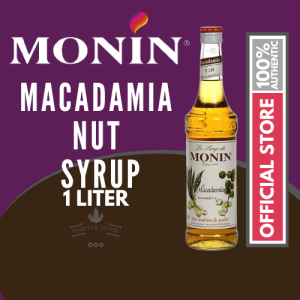 Monin Macadamia Nut Syrup 1L - Ideal for Gourmet Lattes Cocktails Smoothies and Desserts