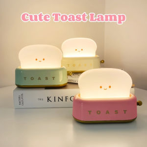 Toast Lamp Cute Bread Retro Night Light USB Rechargeable Warm Vintage Candle Table LED Home Decor