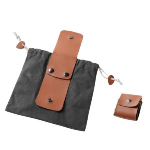 DGFDF ผ้าใบเคลือบ กระเป๋าเก็บผ้าแคนวาส หนัง PU สามารถพับได้ กระเป๋าคาดเอวเครื่องมือ ขนาดกะทัดรัด ปิดด้วยเชือกผูก กระเป๋าเก็บของในสวน ไต่เขา