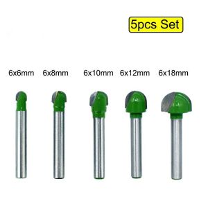 5PCS Mata Profil Router Round Bottom 6 mm Nose Cove Bits - Mata Potong Kayu Profesional dengan Pemotongan yang Halus dan Presisi