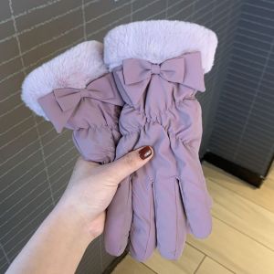 DRESSPLUS Chống gió Găng tay nữ có nơ Giữ ấm Không thấm nước Găng tay giữ ấm mùa đông Thời trang Đầy đủ ngón tay Găng tay đi xe đạp Nữ/Nữ