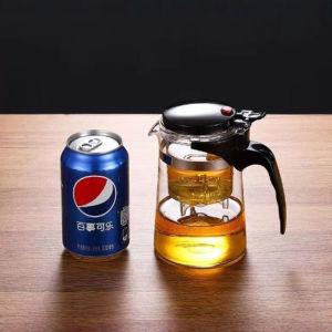 750ml One-Click Filter Tea Set Thickened Transparent Heat Resistant Glass Teapot One-Button Filtering Teapot