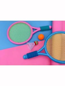 1 Pair Plastic Childrens Badminton Racket Set Outdoor Sports and Leisure Two Parent Child Interactive Toys Holiday Gifts