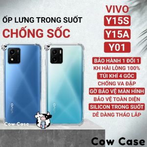 Ốp lưng Vivo Y15s Y15a Y01 Y10 4G chống sốc silicon dẻo trong Cowcase | Vỏ điện thoại Vivo bảo vệ camera toàn diện