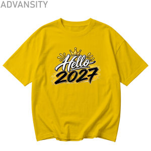 Hello 2027 Family T-Shirt New Year Luminous Blue Color of the Year Tshirt for Men Women Kids Year of the Goat