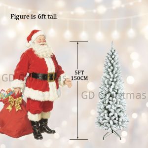 5/6/7/8ft Christmas Tree Slim PVC with snow Flocking Craft Artificial Christmas Tree For Decoration