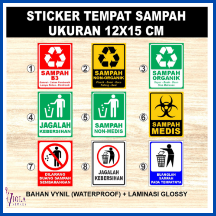 Sticker Tempat Sampah Organik Non Organik, Sampah Medis, Stiker Sampah ...