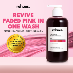Rehues Colour Shampoo (Pink) for Dyed & Bleached Hair | Anti-Orange Fade | Bond Repair + Colour Lock | 500ml SG