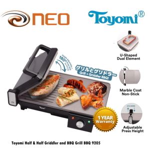 Toyomi Half & Half Griddler and BBQ Grill BBQ 9205