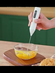 3-Speed Electric Milk Frother USB Rechargeable Coffee Blender Handheld Milk Foam Maker Whisk Mixer