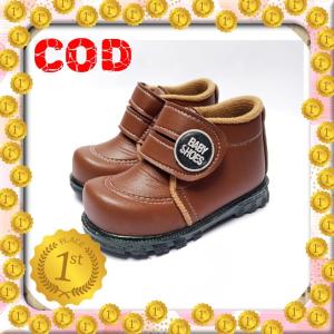 Kawanian - Sepatu Boot Anak Usia 1 - 5 Tahun Logo Baby Shoes Laki Laki Perempuan - Bahan Suede, Sol Karet Tidak Licin (Varian Warna: Black, White, dan Tan)