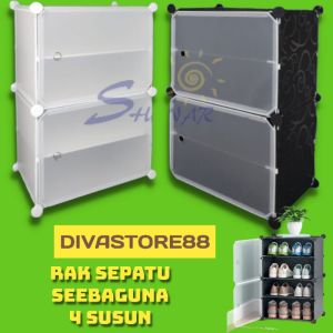 RAK SEPATU PORTABLE / RAK ANTI DEBU /anti rayap RAK 4 SUSUN SHOES RACK SERBAGUNA RAK TM / RAK SEPATU TM READY