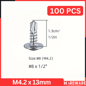 Pan Head Screw (100PCS) Job Screw Hardiflex Screw1/2 - 1 inch Self Tapping Metal Screw Hardware Tools