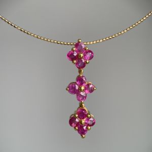 Total 2.04ct No Heat Burma Melee Ruby Pendant in 18K Yellow Gold-Ruby Pendant