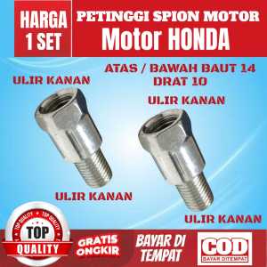 1 set petinggi spion motor yamaha sapasang khusus petinggi sambungan spion motor yamaha ke yamaha kiri dan kanan dan ada untuk motor honda baut kunci 14 drat 10
