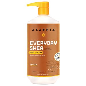 Alaffia EveryDay Shea Body Lotion - Normal to Very Dry Skin Moisturizing Support for Hydrated Soft and Supple Skin with Shea Butter and Lemongrass Fair Trade Vanilla 32 Fl Oz