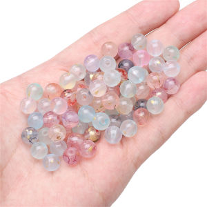 50-100pcs Fashion Glass Loose Beads Mixed Color Round Bamboo Joint Beads For Handmade Bracelet Necklace Keychain DIY Jewelry Making Accessories