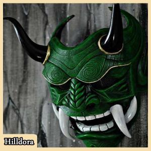 [Hilldora] Japanese Ghost Hannya Halloween Masquerade Mask Prajna Half Face Masks Samurai