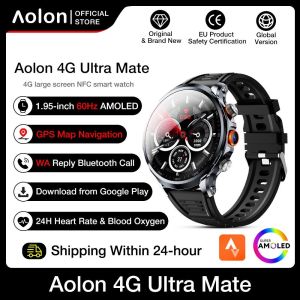 Aolon Smartwatch SIM Card Wifi GPS 1.95 Amoled HD Screen NFC Access Control 1880MAH Battery Download APP IP67 tahan air Running Pace Camera Smart Watch 4G Ultra Mate Jam tangan pintar pria