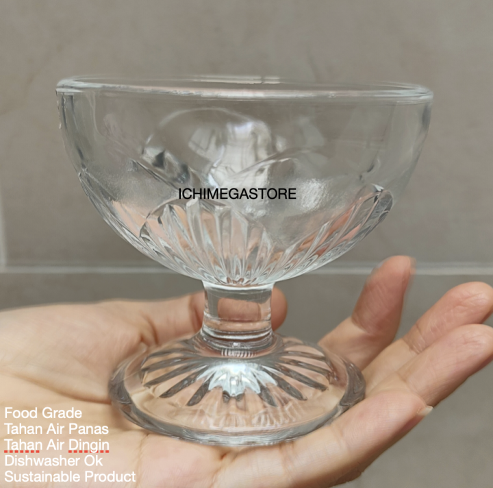 Gelas es krim kaca tebal Ice Cream Glassware Single Scoop Quality ICHIMEGASTORE