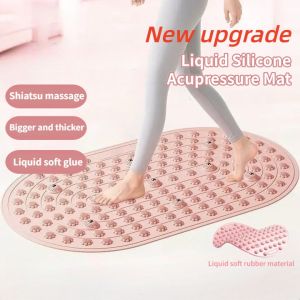 Foot Massage Mat Acupressure Board 70x42cm Liquid Silicone Thickened Oval 800+ Points Non-Slip In-Situ Indoor Jogging Fitness Pink/Gray