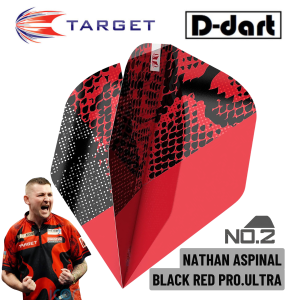 TARGET DARTS FLIGHT- NATHAN ASPINAL ICON BLACK RED PRO.ULTRA Dart Flights 3Pcs/Pack