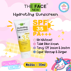 THE FACE Hydrating Sunscreen SPF35 PA++++  UV Defender No Whitecast Sunscreen Wajah Skin Protect 30ml