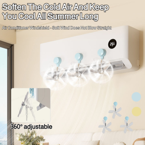 🍃🍃【Say goodbye to direct cold air】Suction Cup Type Air Conditioner Blower/Soften Cold Wind Infant And Toddler Wind Shield Air conditioner Fan/Five-blade wind dissipation/Five-blade 360° Adjustable Combing Fan