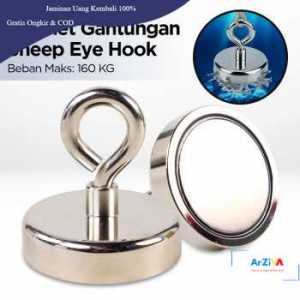 STDECOR Magnet Gantungan Sheep Eye Hook Strong Neodymium 66 KG - SNF36 SNF42 LNF60 - Silver