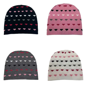 Elastic Windproof Winter Hat Knitted Jacquard Heart Hat for Women Men Keep Ear Warm Hat Soft Cold Weather Supplies