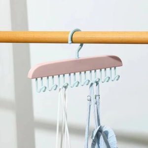 Bra Hanger Anti Slip Underwear Tie Hat Multi Hook Multifunctional Hanger with 8 Hooks 360 Degree Rotation Top