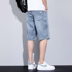 [ Summer New ][ Summer New ] Lyocell Tencel Denim Shorts Men Summer Thin Trendy Loose Straight Ice Silk Casual Five-Point Mid Pants [ Ultra-Thin Sweat-Permeable ][ Ultra-Thin Sweat-Permeable ]