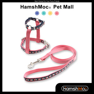 HamshMoc Floral Cat Harness And Leash Set Adjustable Nylon Pet Harness Soft Cat Leash for Kitten Puppy Bunny Dog