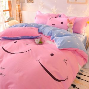 Napu Washed Cotton Bedding Set Four-Piece Student Dormitory Bed Single Double Duvet Cover Three-Piece Pillowcase LZD