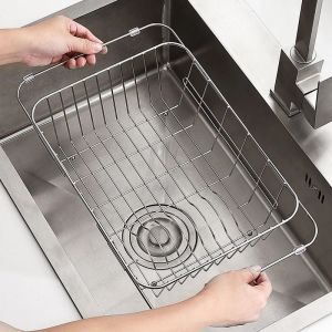 Stainless Steel Retractable Sink Bowl and Plate Storage Drainage Basket Rack Multi-purpose Plate Rack Fruit and Vegetable Basket
