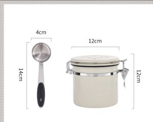 Coffee Bean Airtight Storage Jar with Scooper – Stainless Steel Coffee Canister Large Capacity with One Way Valve