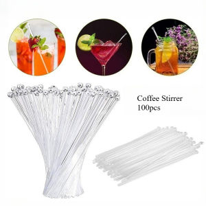 100pcs Clear Plastic Swizzle Sticks Coffee Stirrer Crystal Cake Pops Cocktail Coffee Drink Stirrers Swivel Stick