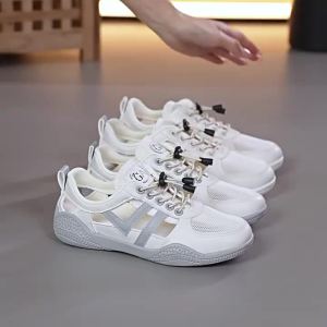 [Free Shipping] WomenS Sandals Closed-Toe Sandals New Summer Hollow-Out Perforated Shoes Flat Sandals Breathable White Sneakers For Women 105