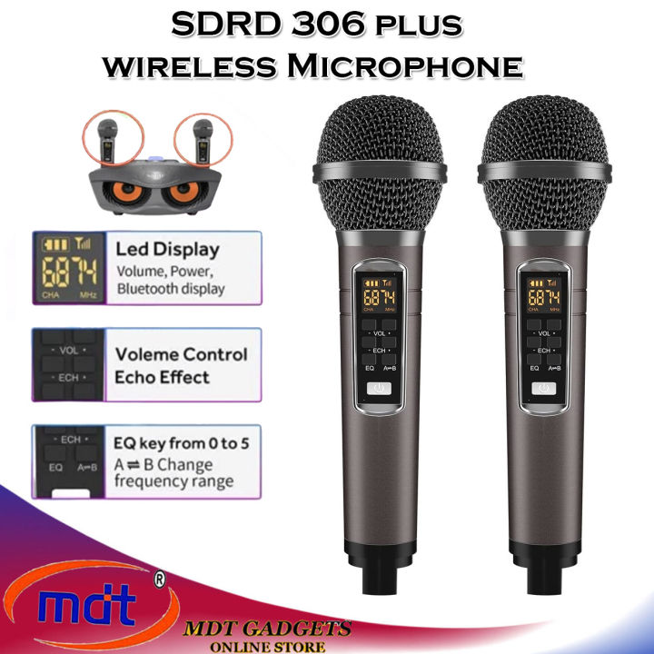 SDRD 306 plus wireless Microphone Stereo Speaker mic. 2pcs Lazada PH