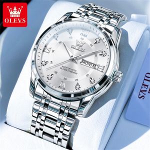 OLEVS Casual Watch For Mens Waterproof Luminous Calendar stainless steel strap Original Product Fashion Quartz