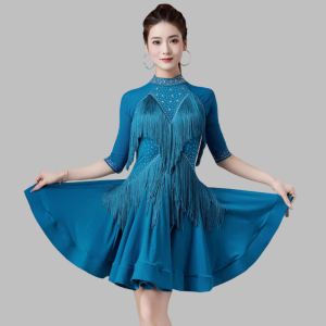 Váy Vũ điệu Latin khiêu vũ mới của phụ nữ khiêu vũ ccha cha trang phục thi đấu chuyên nghiệp trang phục nhóm VÁY TUA váy biểu diễn