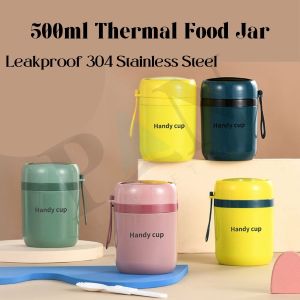 500ML 304 Stainless Steel Baby Food Jar Thermal Soup Container Portable Lunch Box Vacuum Flask with Spoon