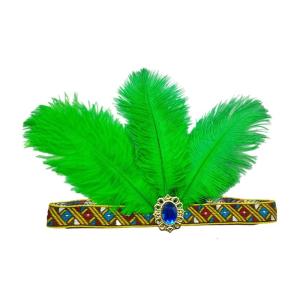 Mardi Gras Headband Feather Flapper Headpiece for Masquerade Party Oversized Feather Elastic Headband