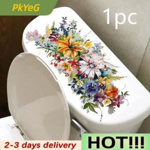 PkYeG Toilet Stickers Flower Stickers Bathroom Self-adhesive Painting Waterproof Stickers Toilet Cover Bathroom Walls Flower Stickers
