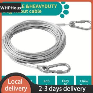 [COD] WHPHous Ship within 24 hours Double-headed Dog Tie Out Cable Leash raction Rope With Metal Buckle Steel Wire Anti-rust Training CollarOutdoor Dogs Strap