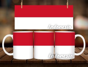 * 1 PC MUG WITH BOX * INDONESIA FLAG MUG DESIGN 11oz with BOX SOUVINER MUG