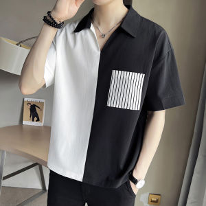 Áo sơ mi nam cộc tay chất đũi mềm mát phối màu trẻ trung năng động H63