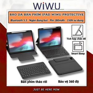 Case bao da bàn phím bluetooth bảo vệ 360 độ hiệu WIWU Protective Keyboard cho iPad Pro 11 13 inch M4 Pro 11 2020/21/22 Air 4/5/6/7 Gen 7 8 9 10.2 inch 10.5 inch Gen 10 10.9 inch - Bàn phím từ tính nam châm tháo rời tích hợp giá đỡ