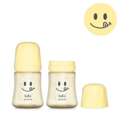 [Korea] AUTHENTIC Grosmimi Straw Cup NEW knotted Smile Bear Bunny Feeding Bottle One touch cap no Spill Magic Sippy Cup Baby Toddler WIDE NECK